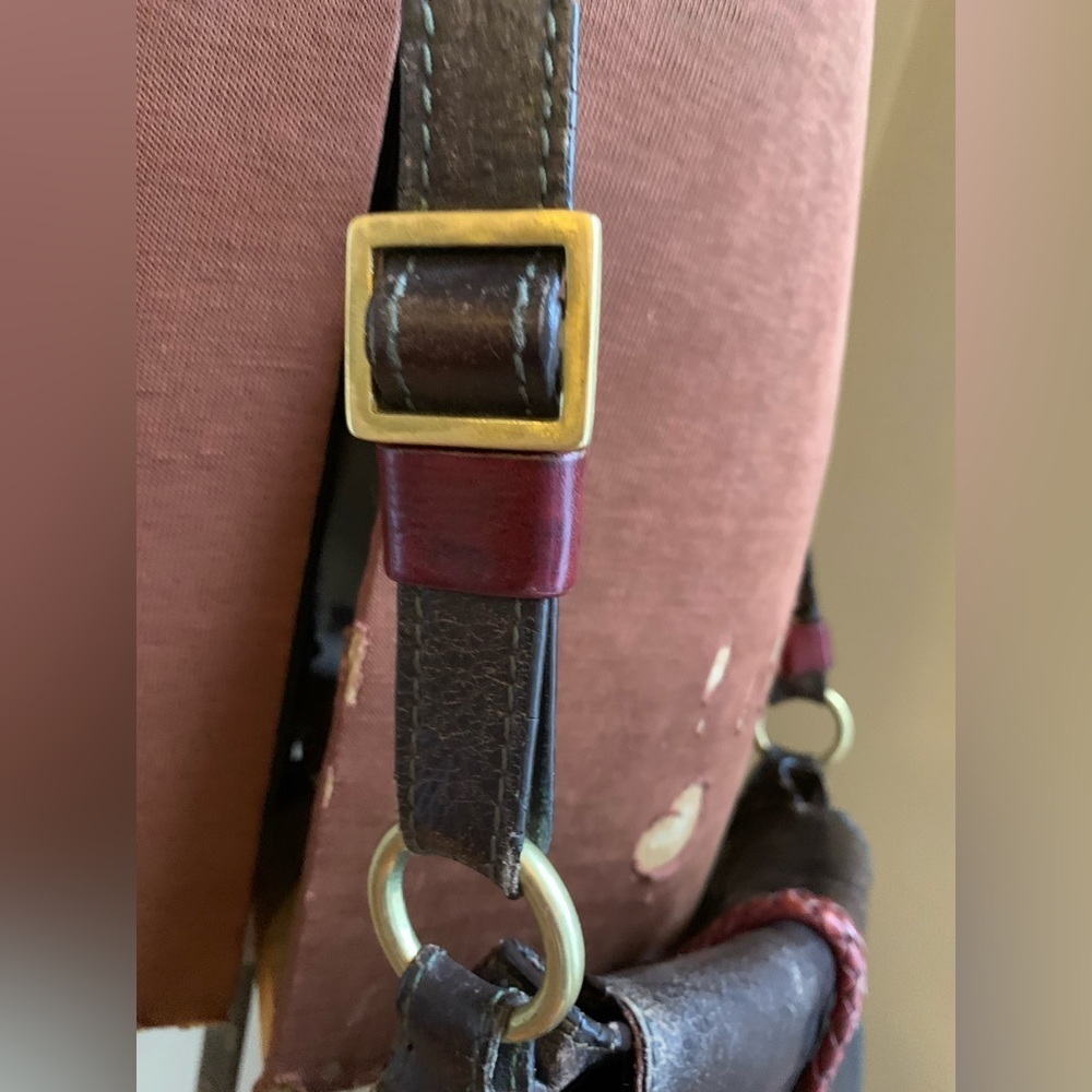 HideSign leather crossbody purse, distressed hippy boho, bohemian bag - Picture 4 of 16